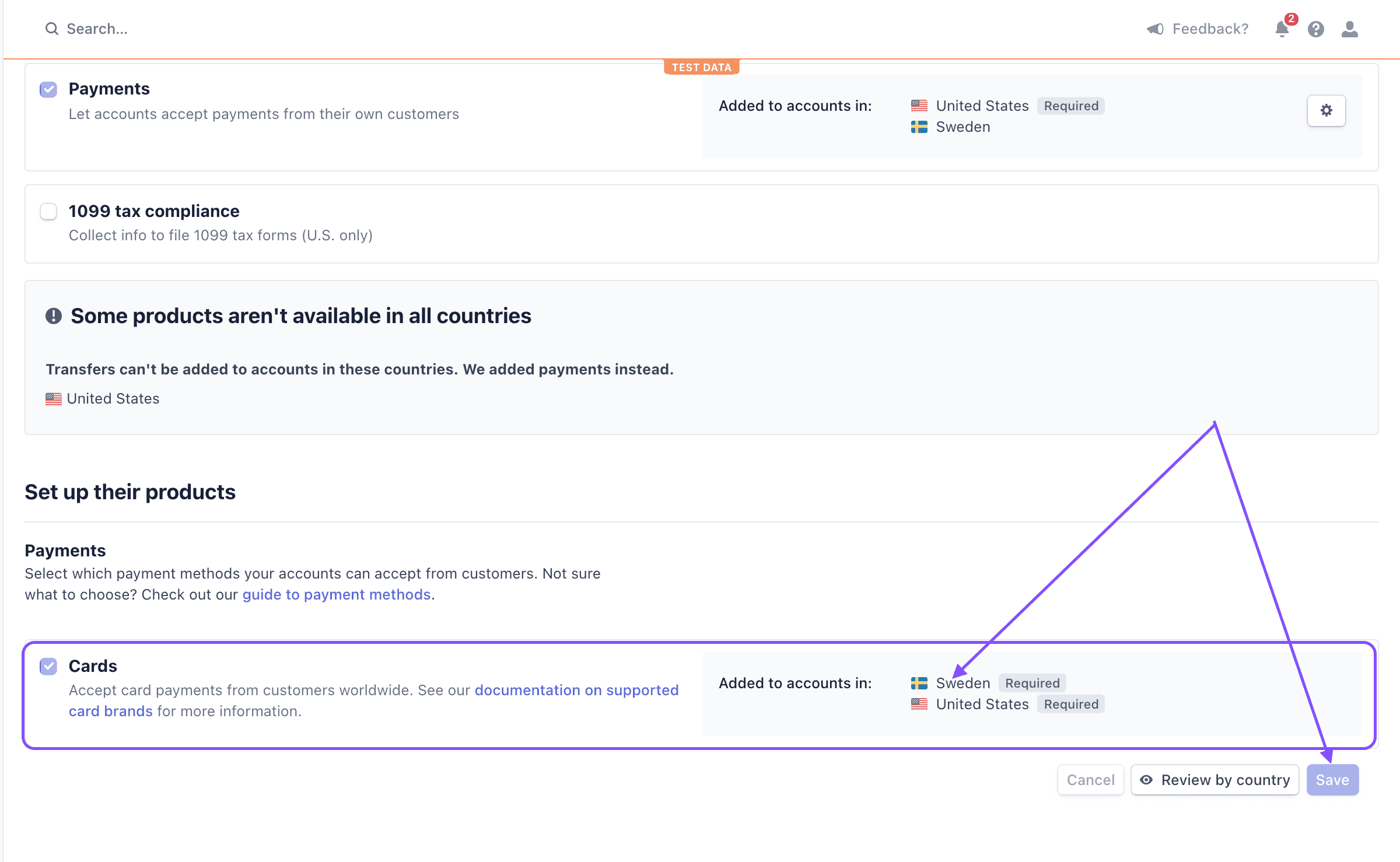 Enable card payments for country image