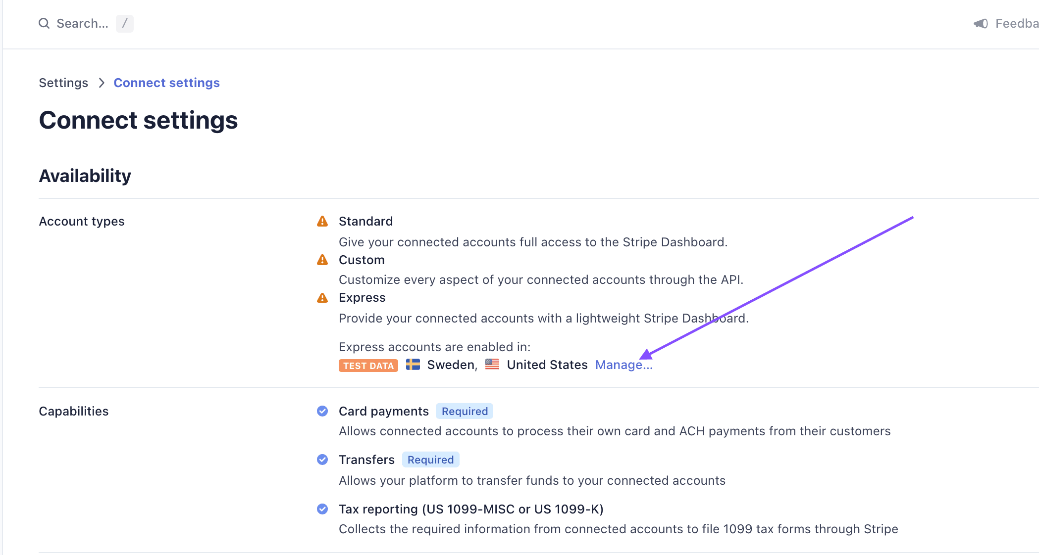 Manage express accounts availability image