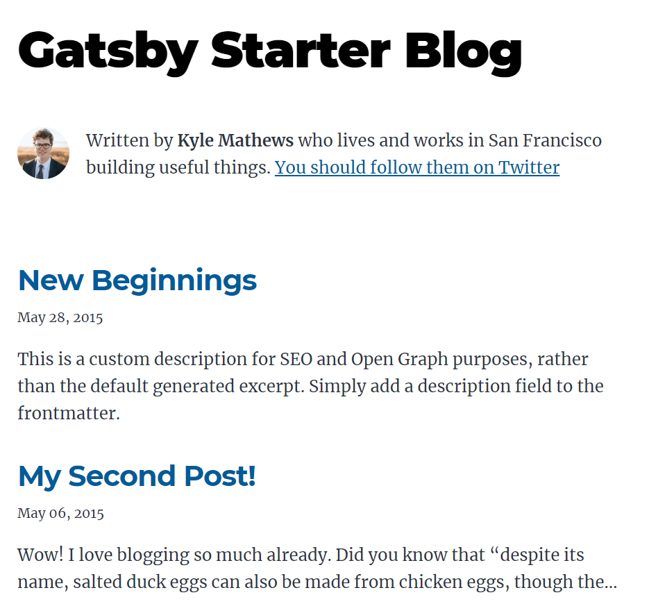 Gatsby Starter Blog image